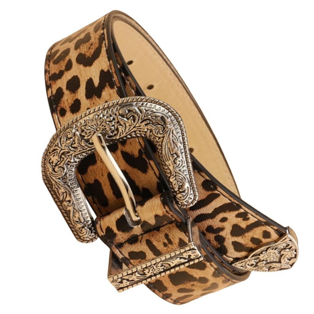 Unique Waist Belt Leopard Print Chain for Cowboy Cowgirl Stylish Hot Buckle Retro Hot Buckle Waist Chain Belt