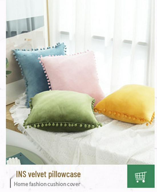 Solid Color Geometric Embroidered Plush Sofa Pillowcase