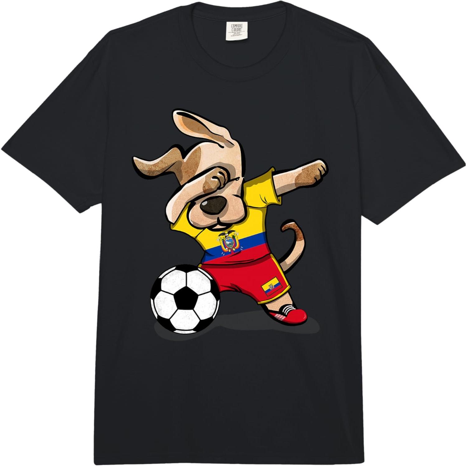 Dabbing Dog Ecuador Soccer Fans Jersey Ecuadorian Football Comfort Colors Adult Heavyweight T-Shirt S разноцветный