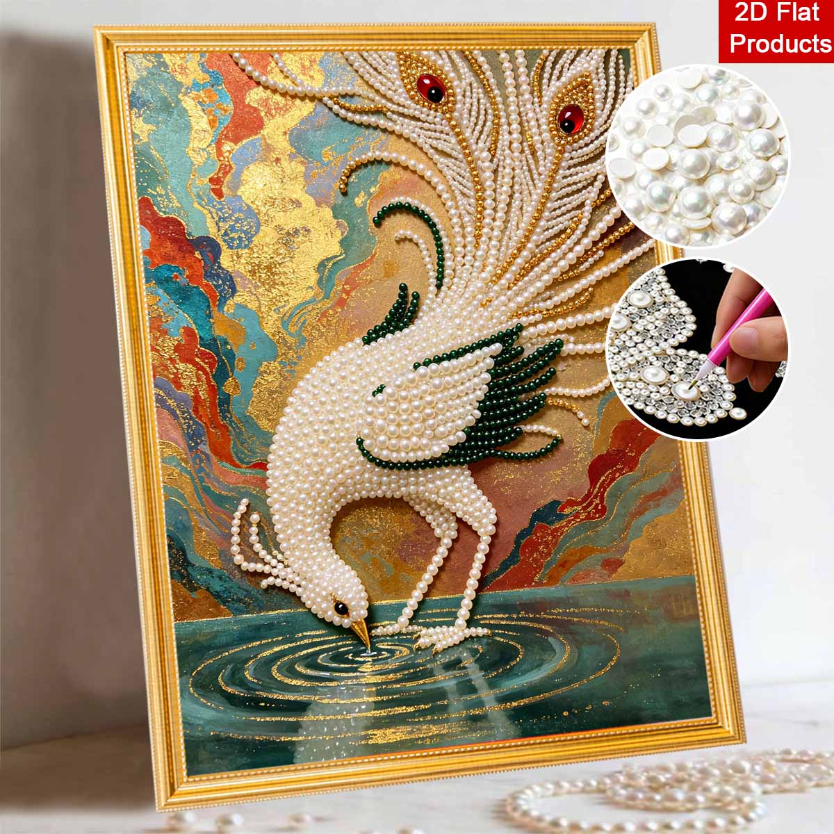 5D Pearl Painting Handmade DIY Elegant Peacock Home Office Desktop Decoration Painting 30x40
