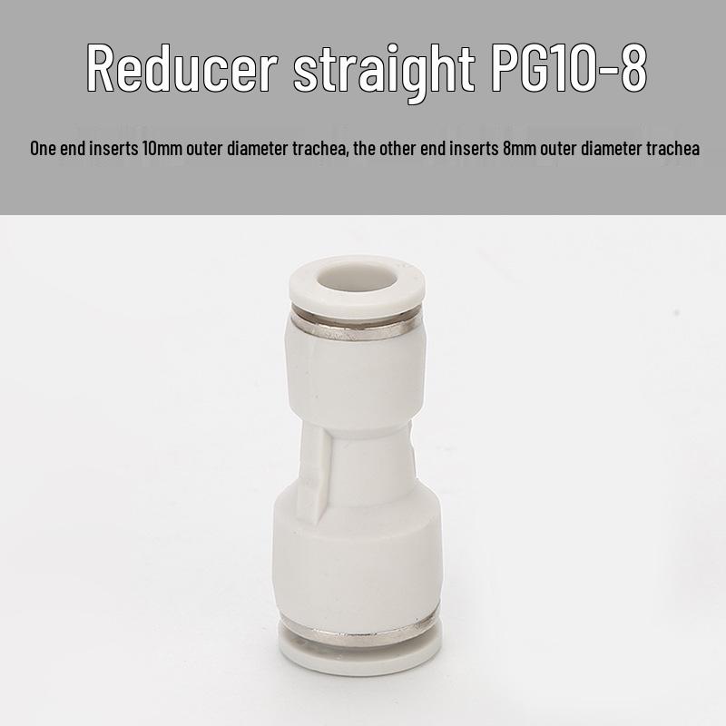 Straight Quick Push-In Pneumatic Air Tube Connector, PU Sizes 6-16, Plastic Two-Way Joint
