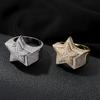 Europäischer und Amerikanischer Kroos Fünfzackstern Ring, Dreidimensionales Mikro-Inlay mit Zirkonia, Hip-Hop Modemarke Ringzubehör