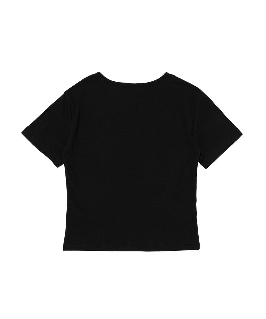 OUNDERR Heart Lettering Crop Short Sleeve T-Shirt (Black)