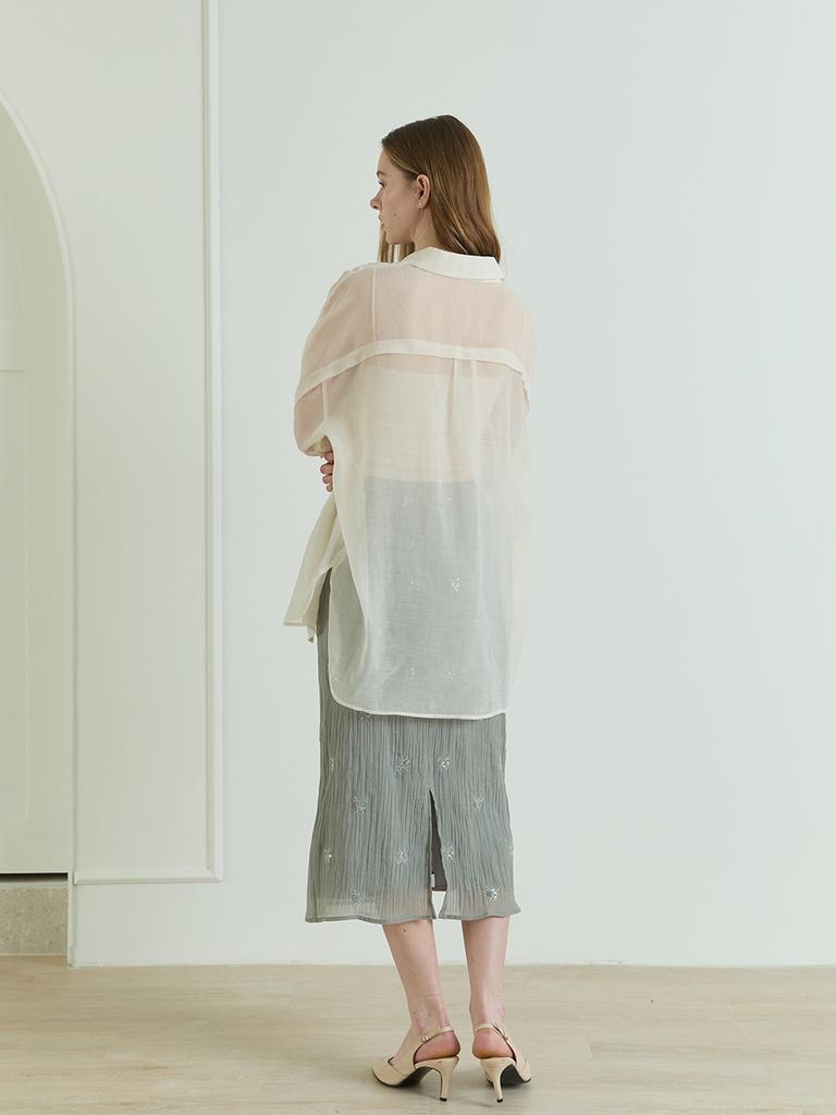 Lillium Del Mar Crinkle Beads Skirts_Ash Khaki