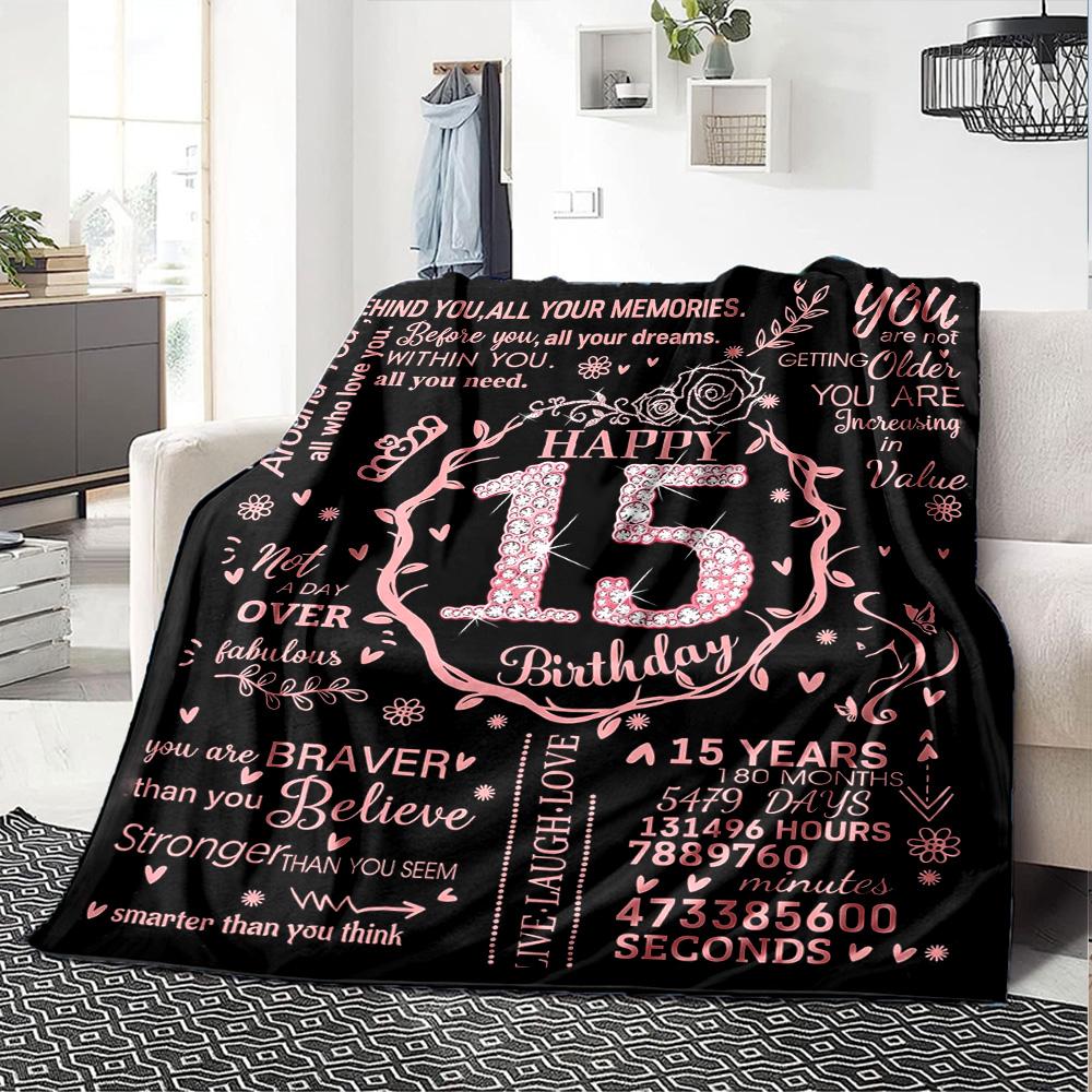15Th Birthday Celebration Lightweight Blanket Ultra-Soft Great for Sofa Couch Office Bed Seasons Universal Versatile Accessory Gifts Y9