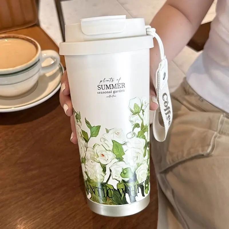 New Water Bottle Van Go-gh Thermos Coffee Cup 2025 New High-looking Double Drinking Cup Lily Of The Valley Flower Gift Water Cup