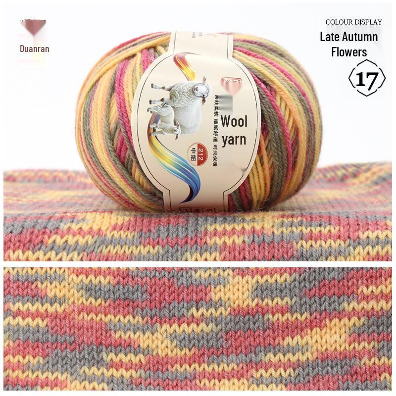 Rainbow Gradient Wool Yarn for Hand-Knitted Sweaters, Baby Hats, and Scarves