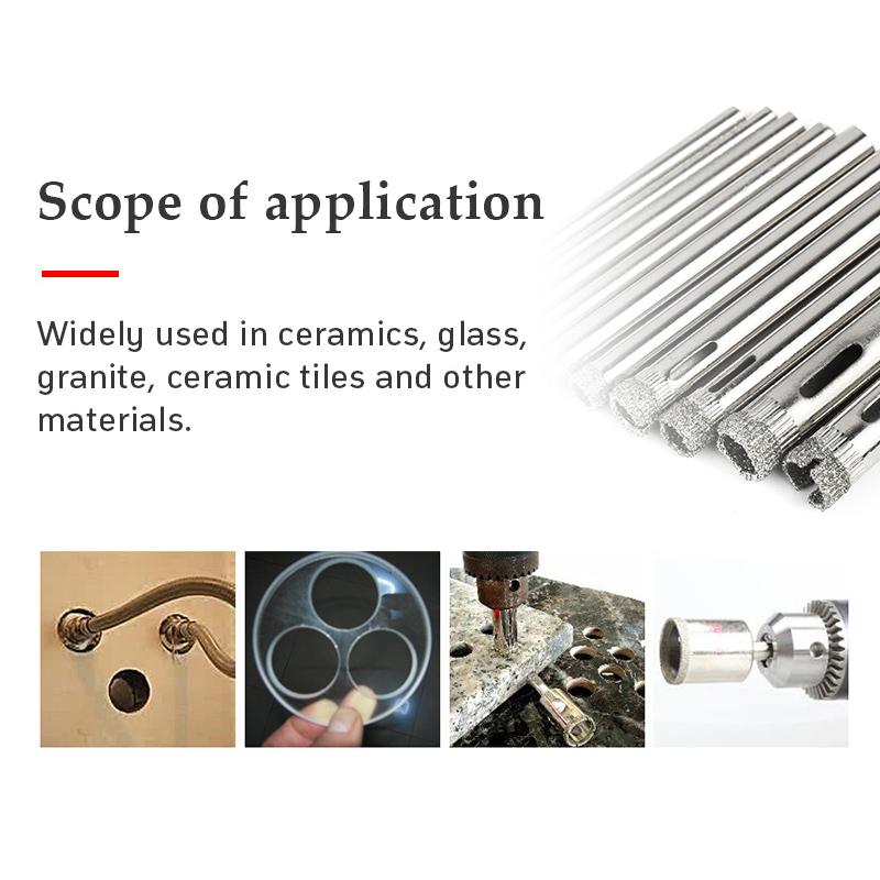 Diamond Coated Core Hole Saw Drill Bit Set 10Pcs For Tile Glass 3/4/5/6/8mm For Tile Ceramic Glass Dremel Accessories