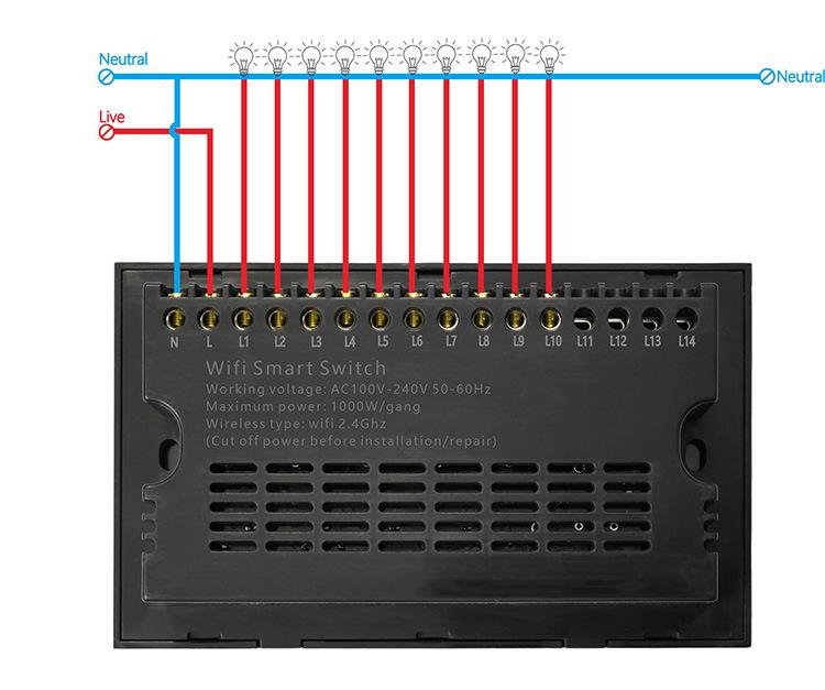 Zigbee 8-Way Smart Touch Panel Switch for Hotel Room Lights - Alexa Compatible Remote Wireless Control