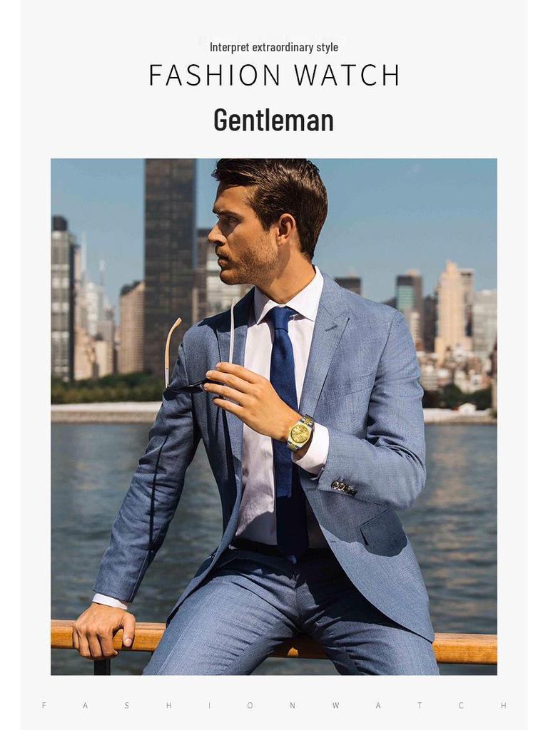 Tycoon Gold Leuchtende Herrenuhr - Lupe Kalender, Bestseller, Grenzüberschreitende Partneroption