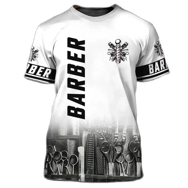 Tricou bărbătesc pentru bărbați tunsoare cu instrumente imprimeu Vară pentru bărbați cu mâneci scurte la modă Top decolteu oversize Îmbrăcăminte pentru bărbați Bluză Camisa