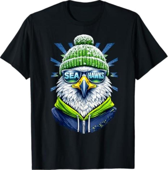 Vintage Cool Face Sea Hawk with Sunglass for Men Women T-Shirt S разноцветный