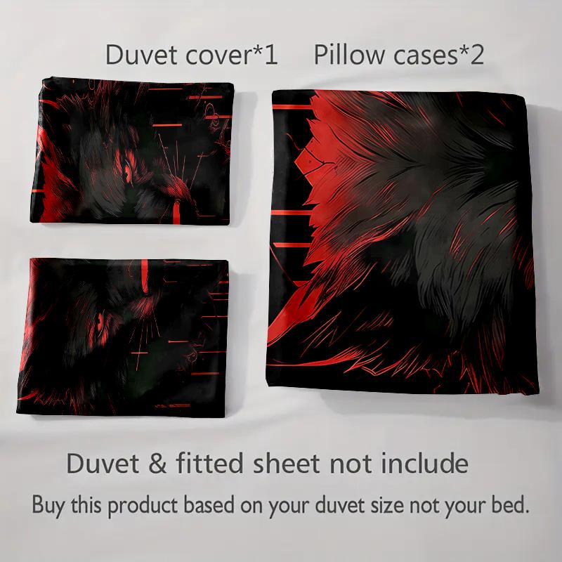 Wolf Face Illustration. Bedding Duvet Cover Sets Duvet Covers Pillowcases Gifts (1 * Duvet Cover 2 * Pillowcases, Without Duvet Insert)