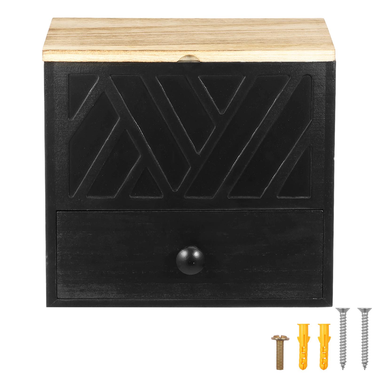 Wooden Tampon Holder with Lid and Drawer Bathroom Tampon Storage Box Large Capacity Dust Proof Feminine Product Organizer чёрный