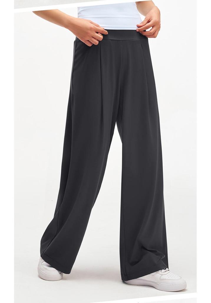 Women's Wide-Leg High Waist Summer Yoga Pants - Lightweight, Loose Fit, Straight, Long Sports Pants for Fitness & Casual Wear.