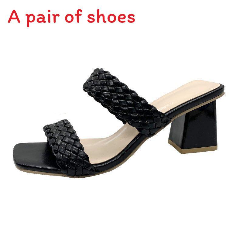 Bohemian Summer Woven Roman Sandals For Women With Thick Heel Casual Footwear