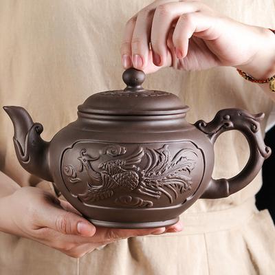 Tetera de arena morada de gran capacidad, taza de kung fu para el hogar, tetera Yixing Zhu Ni, tetera de flor de ciruelo, tetera grande, tetera de cerámica