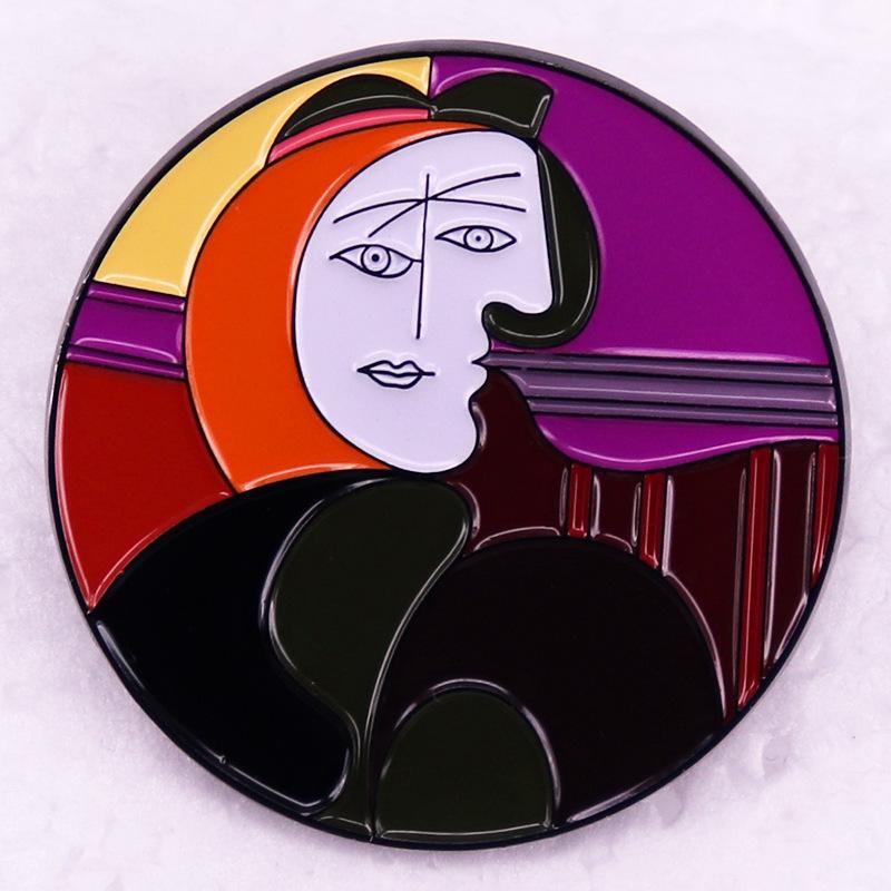 Picasso-Inspired Red Armchair Brooch