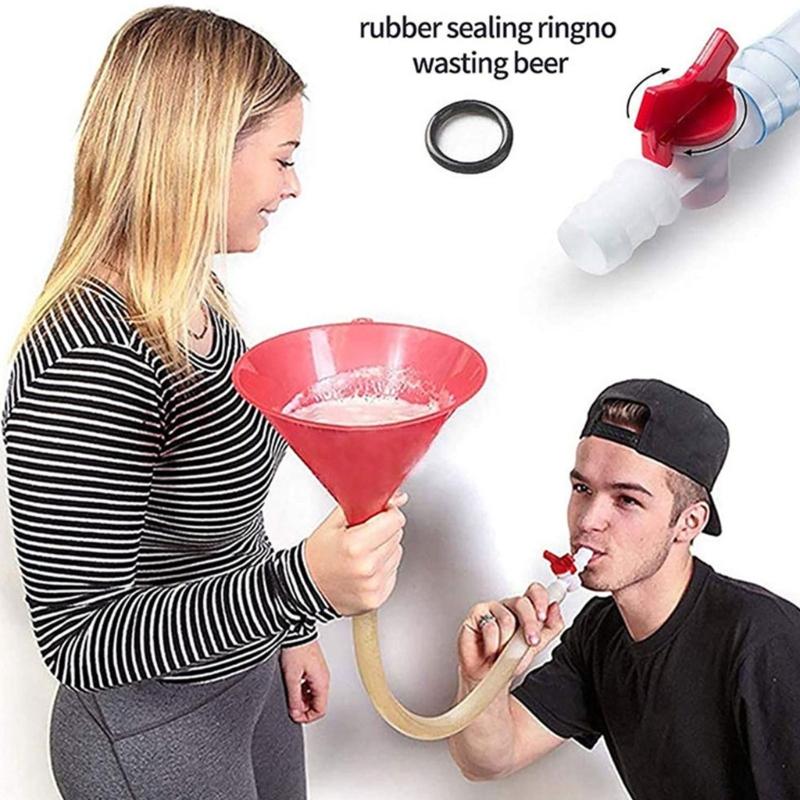 Multifunctional Party Funnel For Beer Beverages Water Portable Design Plastic Construction Drinking Tool With Valves