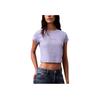 Calvin Klein Soft Breathable Fitted Round Neck Short Sleeve T-Shirt Women Tops Lavender 47AB802-540