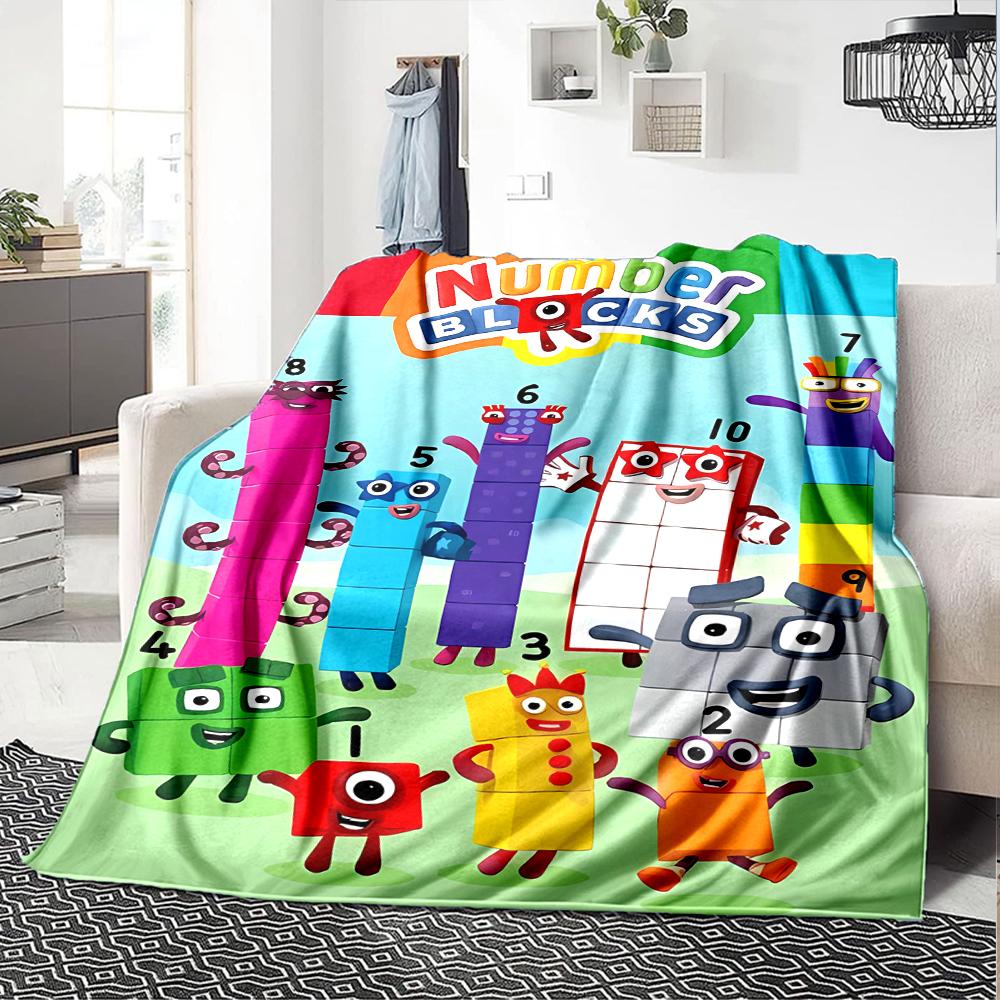 Numberblocks Theme Printed Blanket - Perfect for Couch, Bed, Travel & Outdoor Use | Machine Washable, Cozy & Durable.