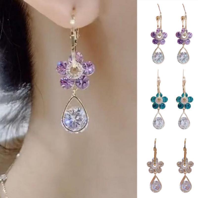 Fashion Women's Heart Zircon Flower Earrings Drop Earrings Engagement Earrings For Women Jewelry Wedding Party Gift XYZ