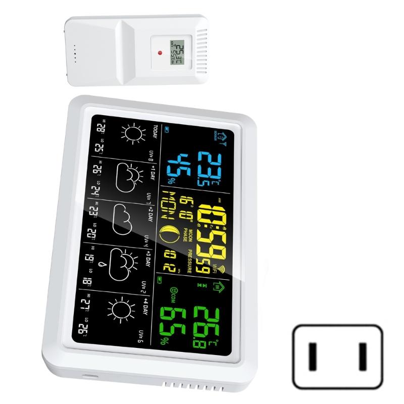 WiFi Weather Stations With Indoor Outdoor Temperature Hygrometer Alarm Clock And Weather Forecast Function