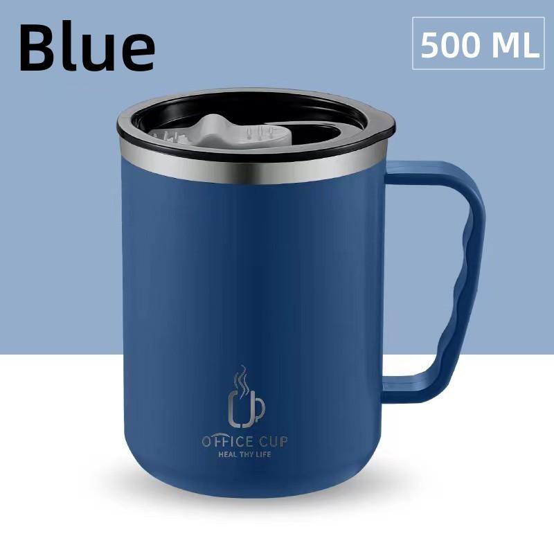 500ML Stainless Steel Mug With Lid Double Layer Coffee Milk Graduated Mouth Cup Creative Insulation Tea Mug Office Thermos Gifts