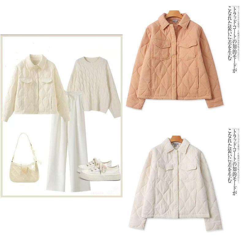 

Export Daily Order Ladies Fashion Casual Thin Cotton-Padded Coat Spring New Polo Collar Loose Plus Size Chubby Girl Puffer Jacket Light brown 1X