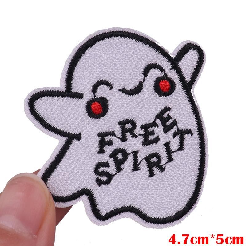 Cute Ghost/Cat Embroidered Patch Cartoon Animal Patch Iron On Patches For Clothing Thermoadhesive Patches For Clothes Jacket DIY