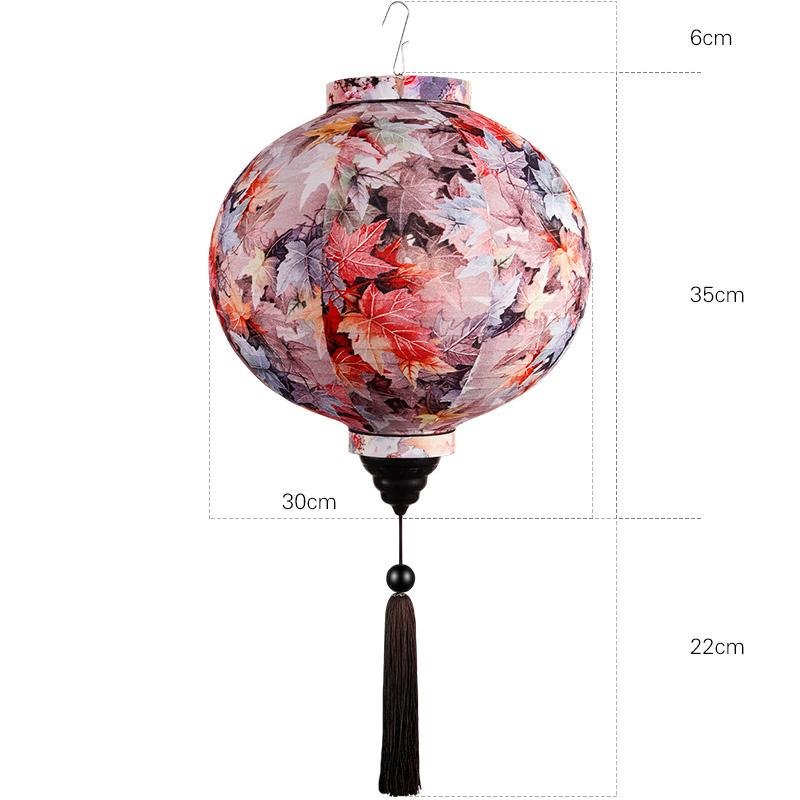 12/14inch Traditional Chinese Style Flower Printing Silk Lantern Outdoor Spring Festival Decor Vietnam Mid-autumn Round Lantern