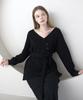 Cattline Off-Shoulder Wrap Strap Cardigan (Black)