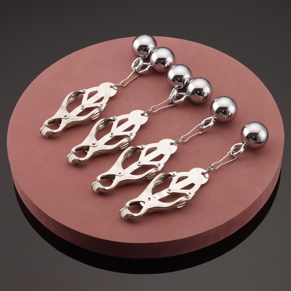 2/4 Metal Heavy Balls Nipple Clamps For Women Breast Sex Toys Bdsm Nipples Clips with Pendant Adult Games For Couples Sex