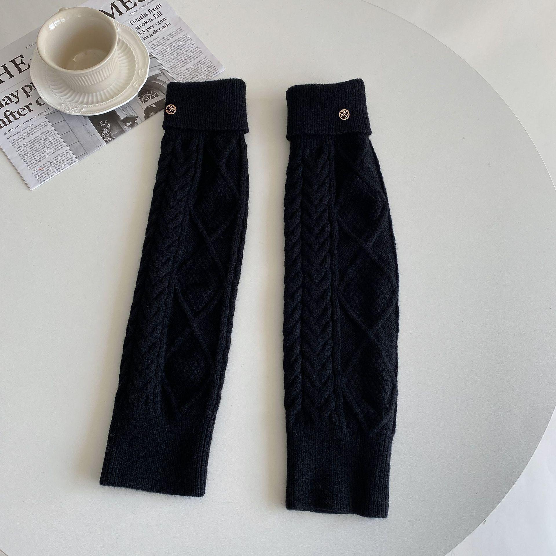 

Виті трикотажні гетри в корейському стилі з вовняними шкарпетками з точеним краєм і металевою етикеткою Wool