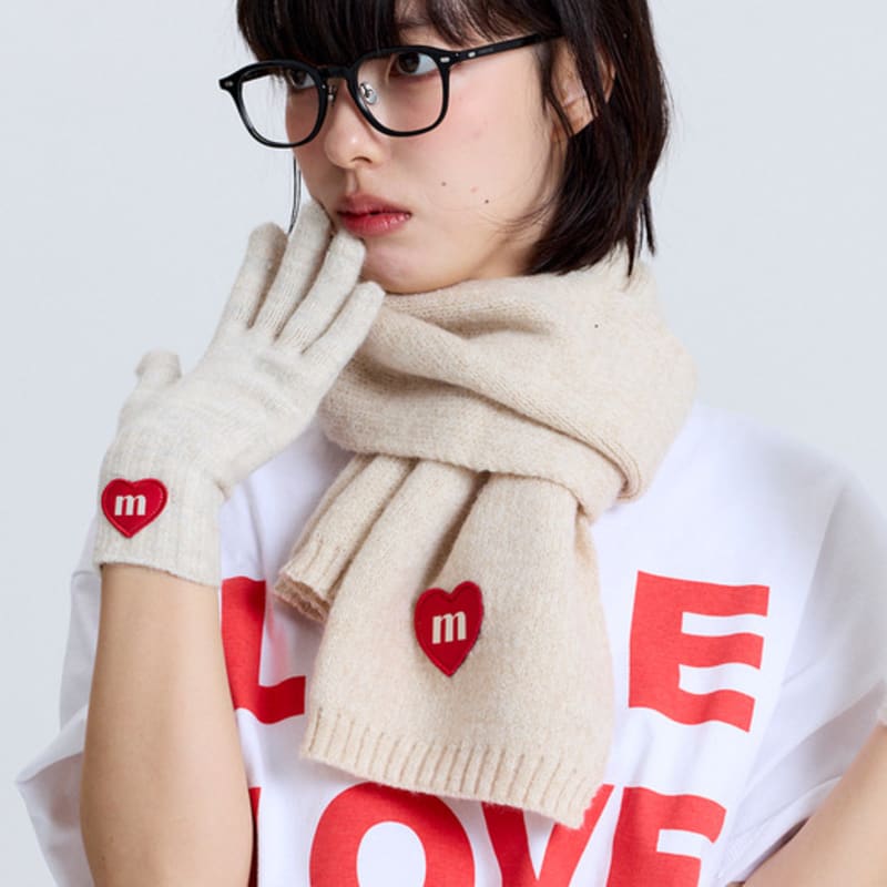Macni LOVE M KNIT GLOVES IVORY