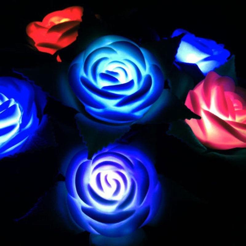 Rose LED Lamp Flower Night Lights Yard Outdoor Garden Path Rose LED Lamp Flower Night Lights Yard Outdoor Garden Path