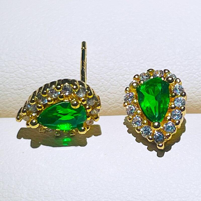 BELLA BOX Boucles d'oreilles Vintage pour femmes, bijoux fins avec goutte d'eau, Zircon vert, cadeau