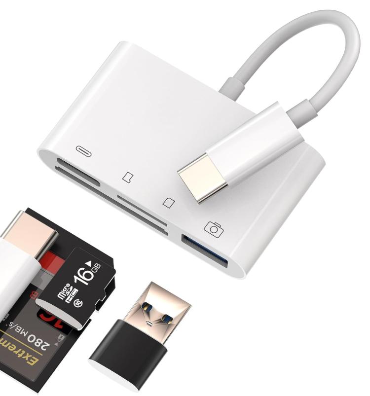 USB C Card Reader Cable for iPhone 15 Android Phone SD TF OTG Memory Card Connector TYPE C Charging Dock Multi Port Card Reader