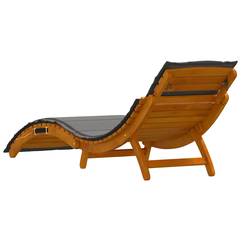Sun Lounger with Cushions 2 Pcs Grey Solid Acacia Wood