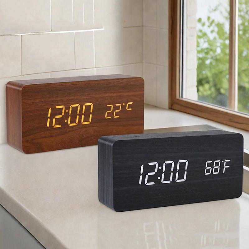 Led Student Alarm Clock Simple Wall Clock Temperature Display Table Clock Desktop Home Decor Garden