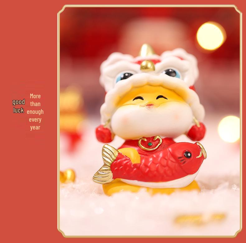 Guochao Zodiac Snake Figurine: Year of the Snake Desktop Ornament, Spring Festival Creative Gift