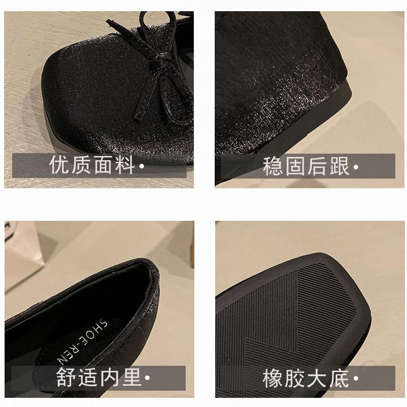 French inner height increase small single shoes women's 2025 new spring and summer square head Mary Jane shoes gentle evening shoes ballet shoes
