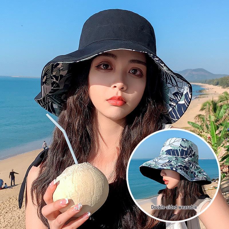 Double-Sided Peach Velvet Women's Sun Hat: Korean Style, Face-Covering, Large Brim, UV Protection