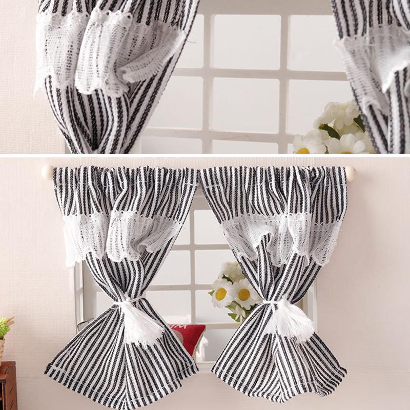 1/12 Dollhouse Striped Lace Curtain Door Curtain Doll Home Furniture Decoration Dolls House Living Scene Decor Accessories
