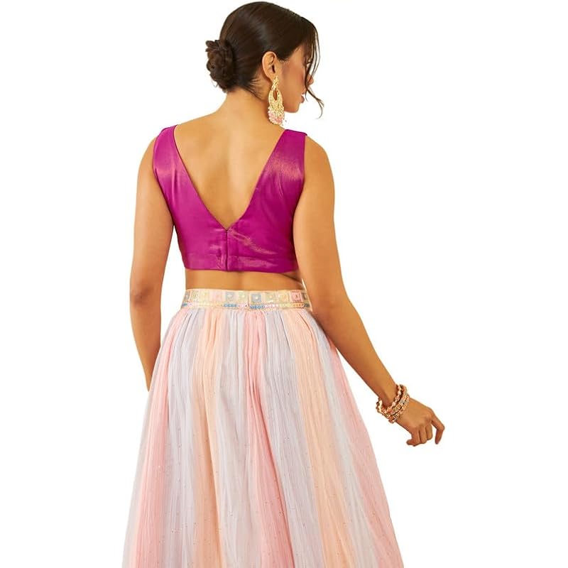 Soch Womens Purple Tussar V-Neck Back-Open Sleeveless Blouse L фиолетовый