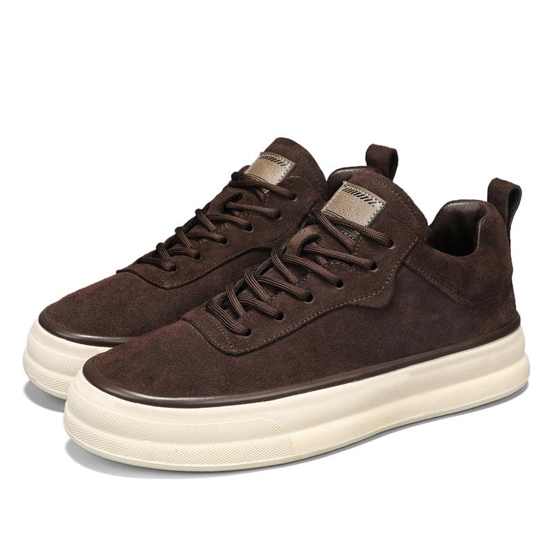 Spring high-top thick-soled men's shoes black new matte leather shoes men's breathable and versatile lightweight casual shoes