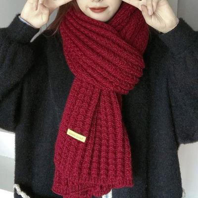 Sciarpa invernale da donna, lavorata a maglia, antivento, elastica, spessa, tinta unita, calda, morbida, in stile giapponese, comoda, ampia e lunga, protezione per il collo da donna