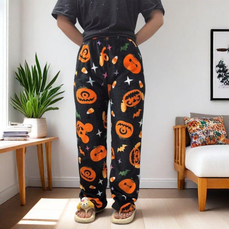 Halloween Women's Fleece-Lined Flannel Pajama Pants for Autumn/Winter – Warm & Casual