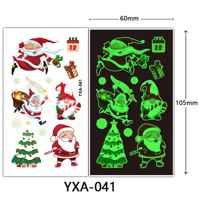 Christmas Luminous Tattoo Sticker Glowing Waterproof Sweat Cute Cartoon Holiday Party Temporary Sticker