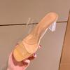 High Heels Sandals Women's Summer New Fashion Transparent Middle Heel Fashion Thick Heel Outer Slippers